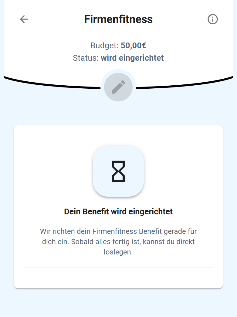 Screenshot Firmenfitness wird eingerichtet