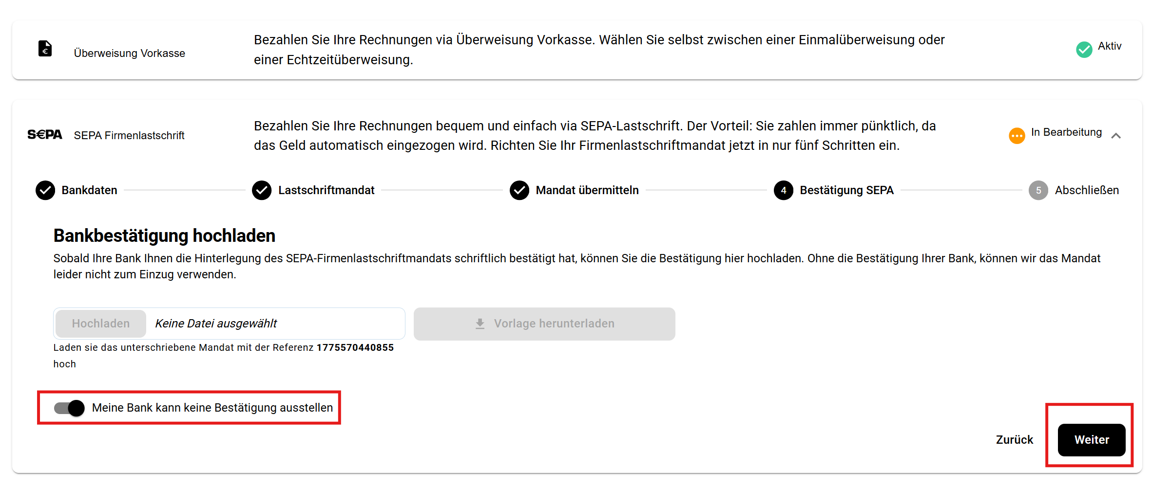 Screenshot Abschluss Prozess